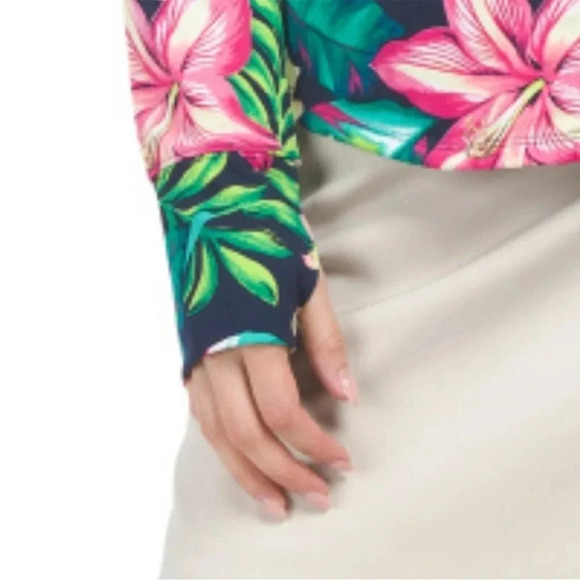 Tommy Bahama- Floral Long Sleeve Zip-up UPF 50 size Small - Picture 4 of 6